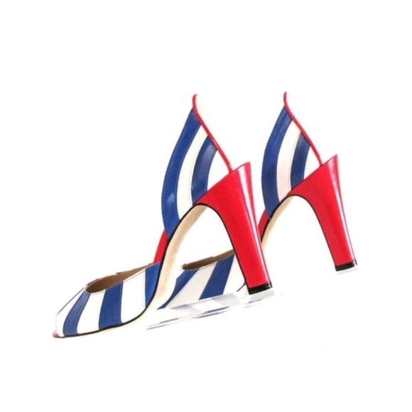 Women's Shoes Heels Pumps Designer Open Toe Multi Colored Leather Shoes 8.M - Picture 3 of 9